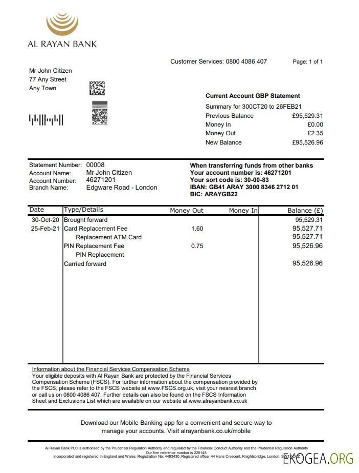 Royaume Uni Al Rayan Bank excel